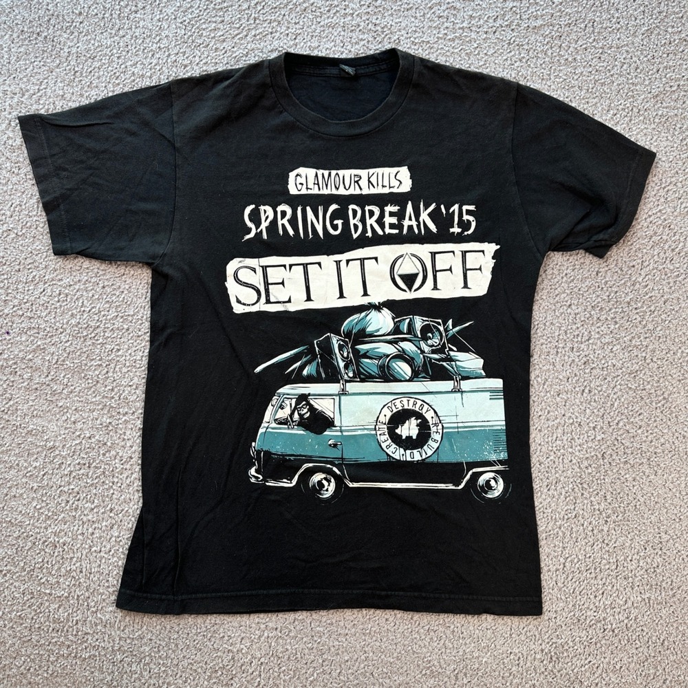 Set It Off Spring Break 2015 Tour Shirt Glamour Kills Pop Punk Band Tee M Emo